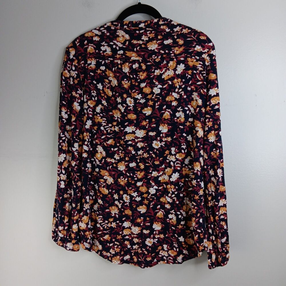 Lucky Brand Top Shirt Small Floral Print Jersey Stretch Peasant Cottagecore Fall - Picture 3 of 8